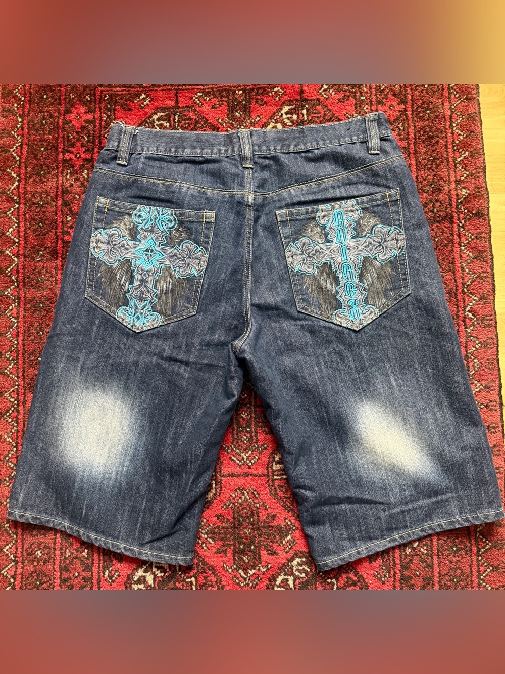 Avirex Y2K Baggy AOP Jorts Mens Size 36